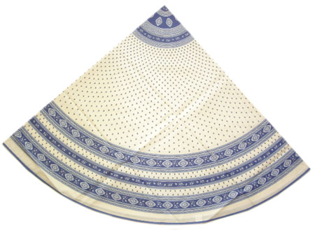 Round Tablecloth Coated (Esterel. raw/blue) - Click Image to Close